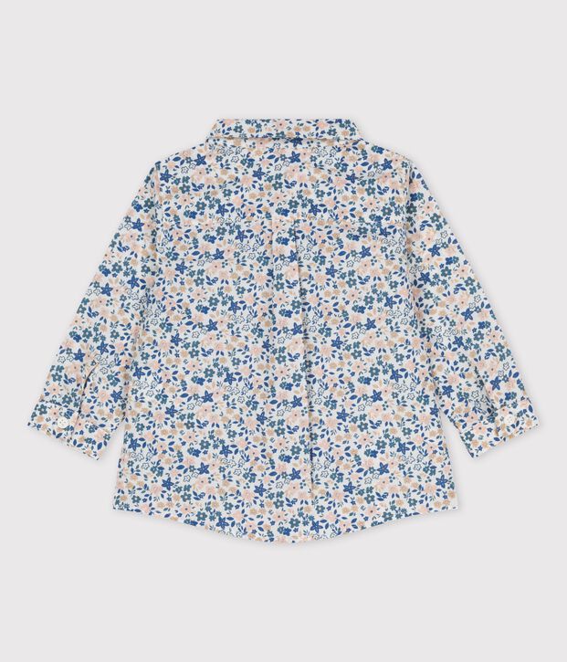 Chemise manches longues b&eacute;b&eacute; imprim&eacute;e fleuri en popeline blanc/multicouleur