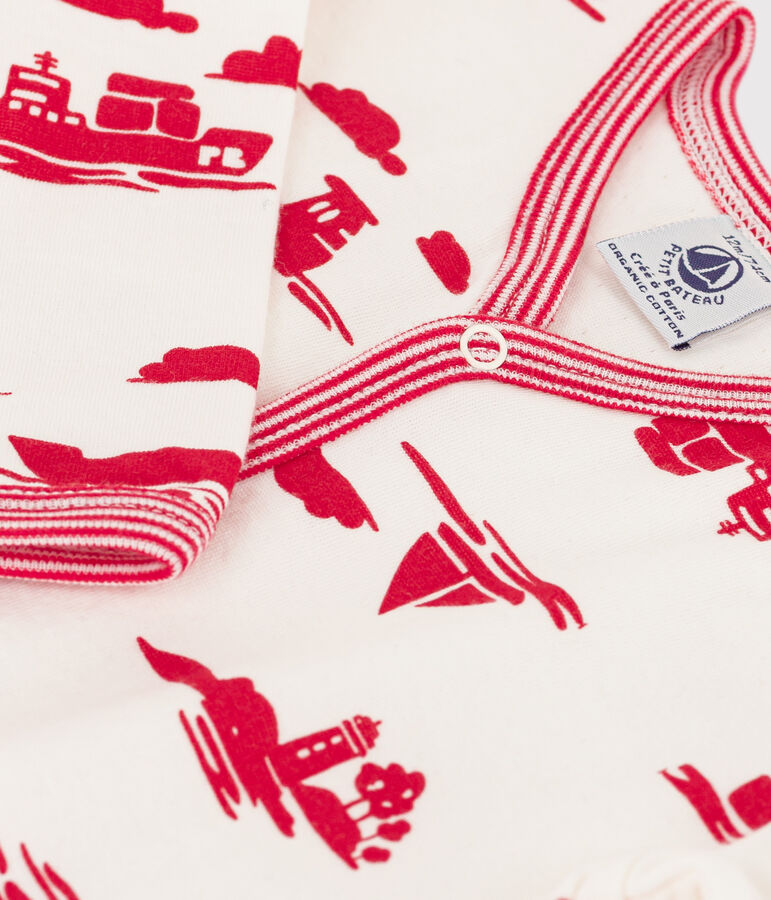 Dors-bien imprim&eacute; en tubique blanc/rouge