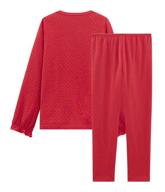 Pyjama petite fille en tubique et côte rouge TERKUIT/jaune OR