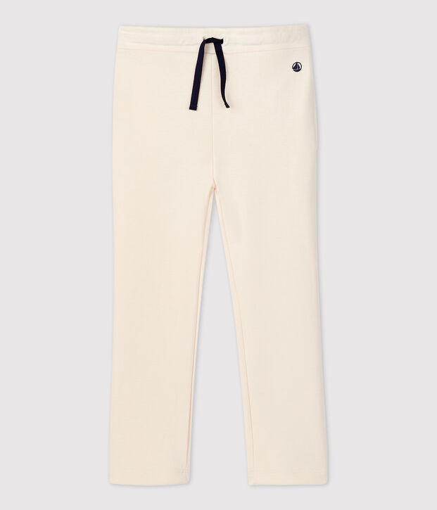 Pantalon confortable en coton enfant fille &eacute;cru