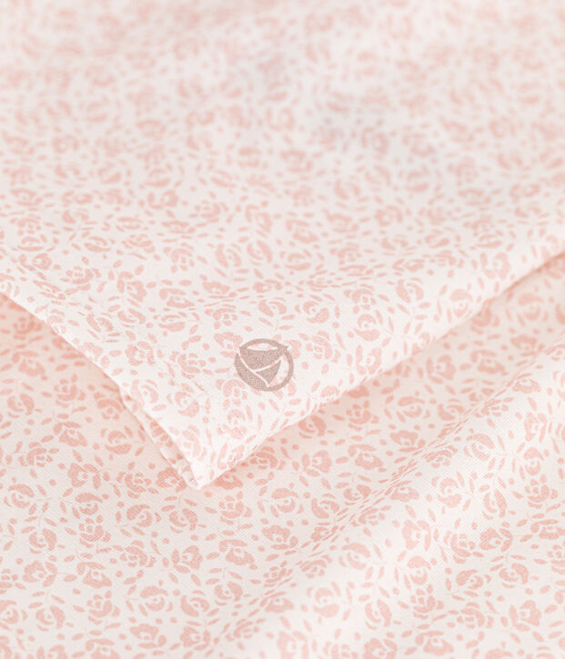 Pyjama short imprim&eacute; fleur en coton enfant blanc/rose