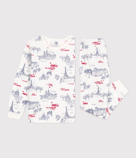 Pyjama en coton enfant blanc MARSHMALLOW/blanc MULTICO