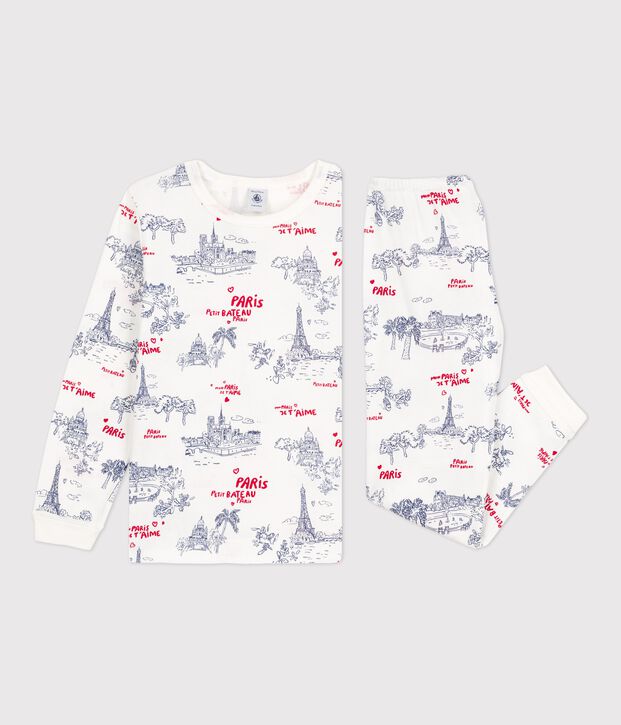 Pyjama en coton enfant blanc/multicouleur