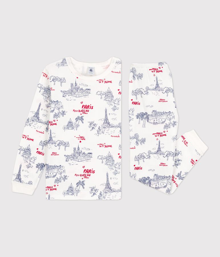Pyjama en coton enfant blanc MARSHMALLOW/blanc MULTICO