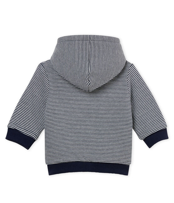 Sweatshirt à capuche ouatine bébé garçon rayé bleu SMOKING/blanc MARSHMALLOW