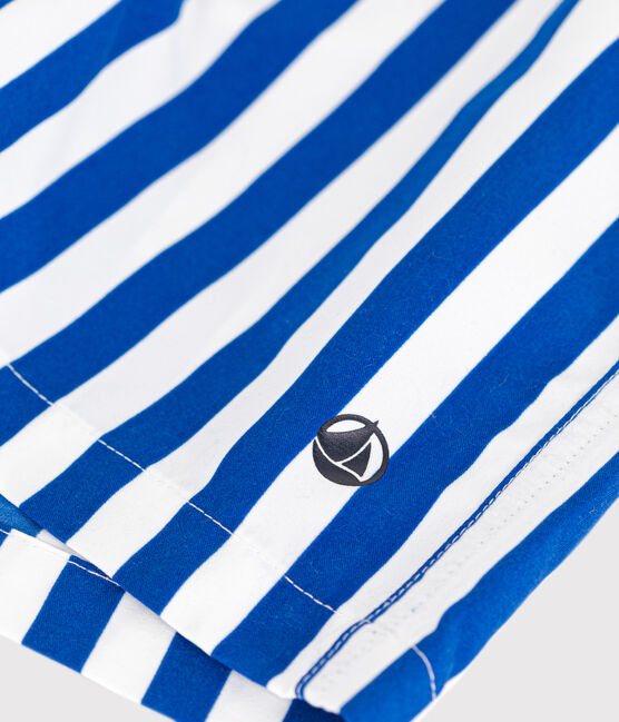 Short de bain rayé enfant garçon blanc MARSHMALLOW/bleu SURF