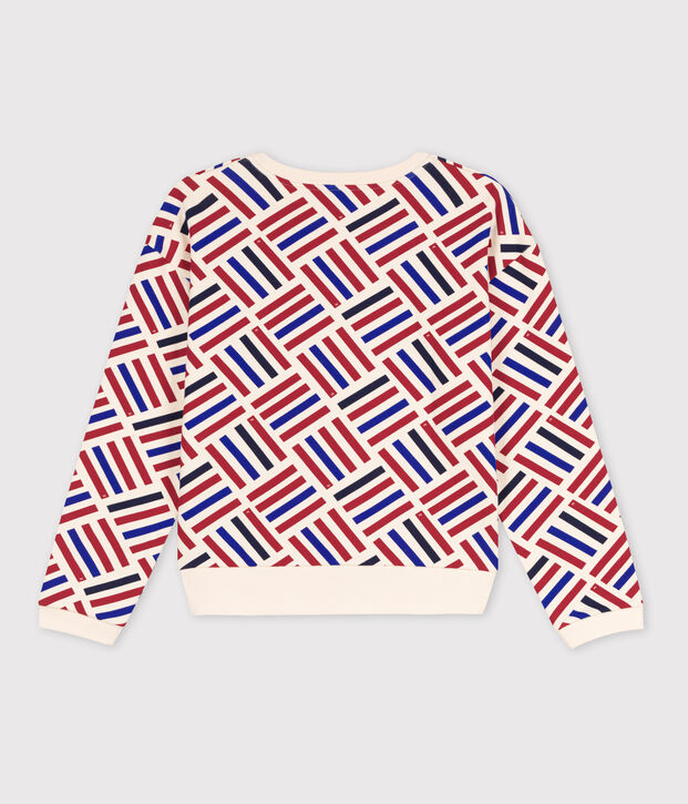 Sweatshirt en coton Femme &eacute;cru/rouge/multicouleur