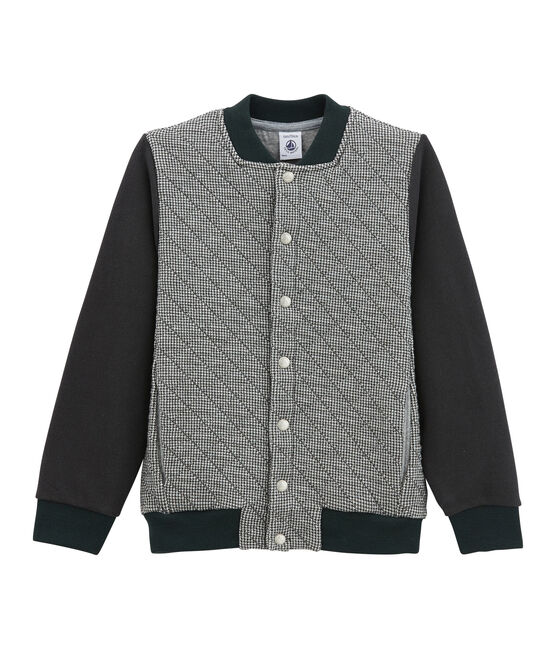 Blouson teddy enfant garçon en tubic pied de poule gris CAPECOD/blanc MARSHMALLOW