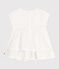 Robe cérémonie bébé en coton léger, manches courtes blanc ECUME/ ARGENT