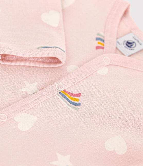 Pyjama en molleton gratté imprimé étoiles et cœurs bébé rose SALINE/blanc MULTICO
