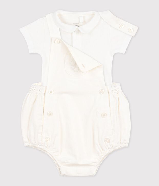 Ensemble 2 pi&egrave;ces b&eacute;b&eacute; en coton/lin avec d&eacute;tail brod&eacute; multicouleur