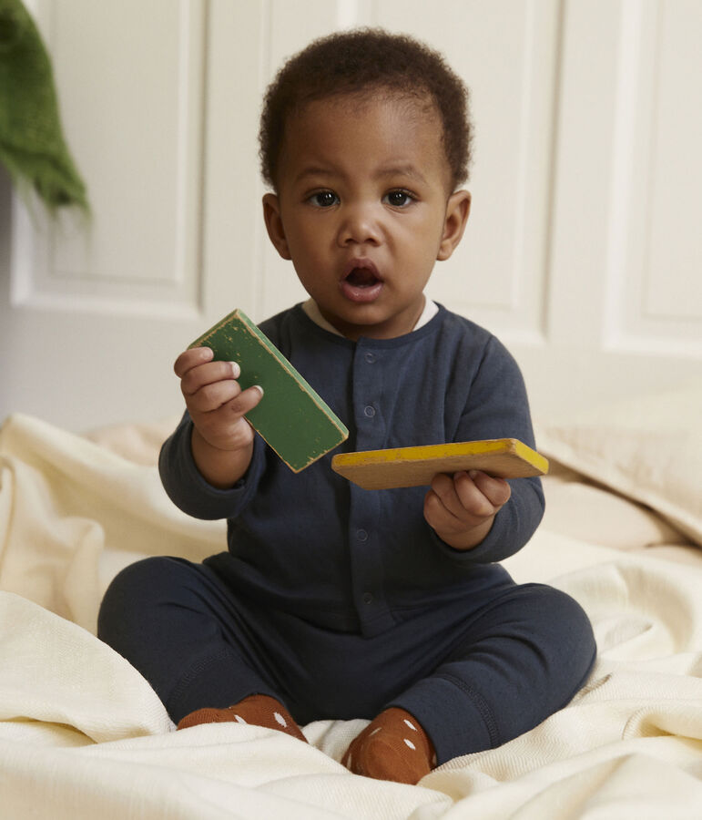 Ensemble 2 pi&egrave;ces b&eacute;b&eacute; matelass&eacute; en coton bleu SMOKING