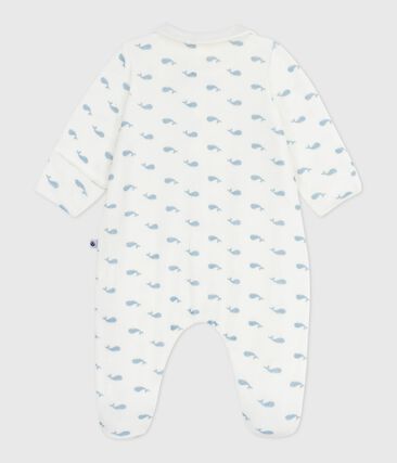 Pyjama bébé en velours à col imprimé baleines (Petit Bateau) - Image 1