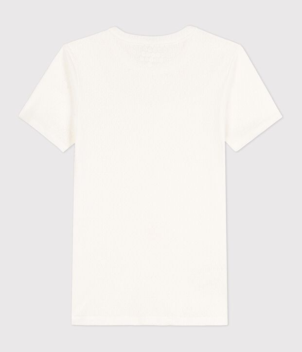 Tee-shirt L'ICONIQUE en coton ajour&eacute; Femme blanc