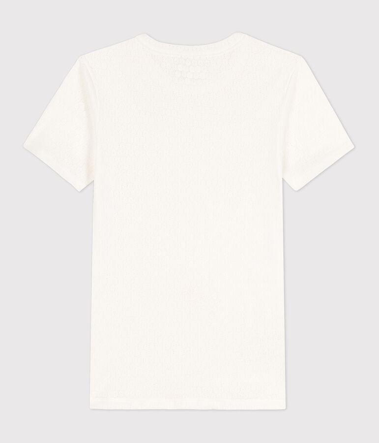 Tee-shirt L'ICONIQUE en coton ajour&eacute; Femme blanc MARSHMALLOW