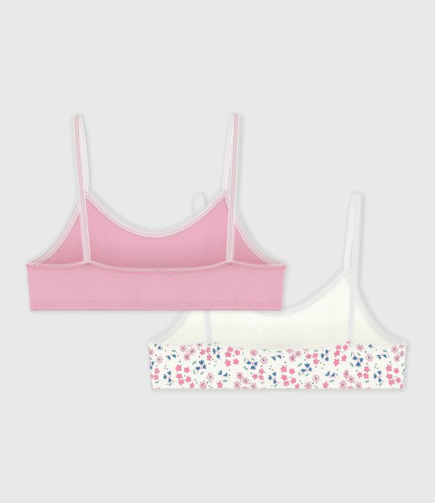 Lot de brassi&egrave;res enfant en coton imprim&eacute; fleuri multicouleur