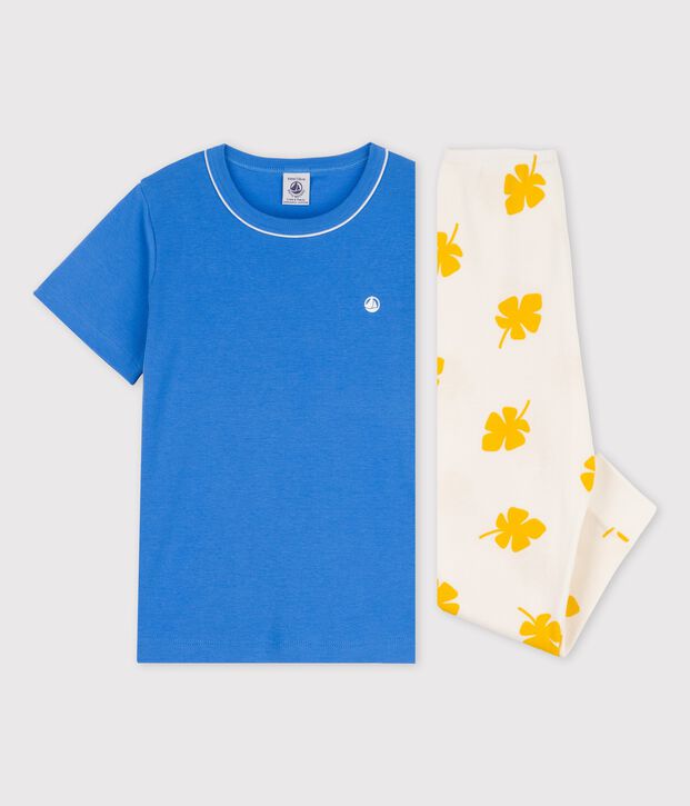 Pyjama manches courtes petit gar&ccedil;on en coton blanc/multicouleur