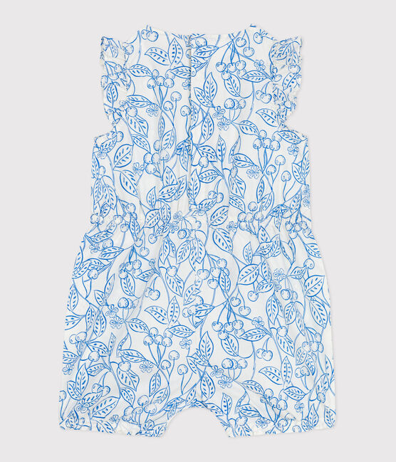 Combicourte bébé en coton sans manches, imprimée cerises bleues bleu MARSHMALLOW/ PORCELANA
