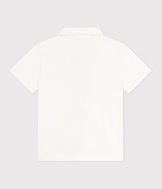 Polo enfant en coton à manches courtes uni blanc MARSHMALLOW