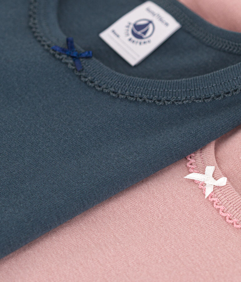 Lot de 2 tee shirts manches courtes en coton petite fille multicouleur