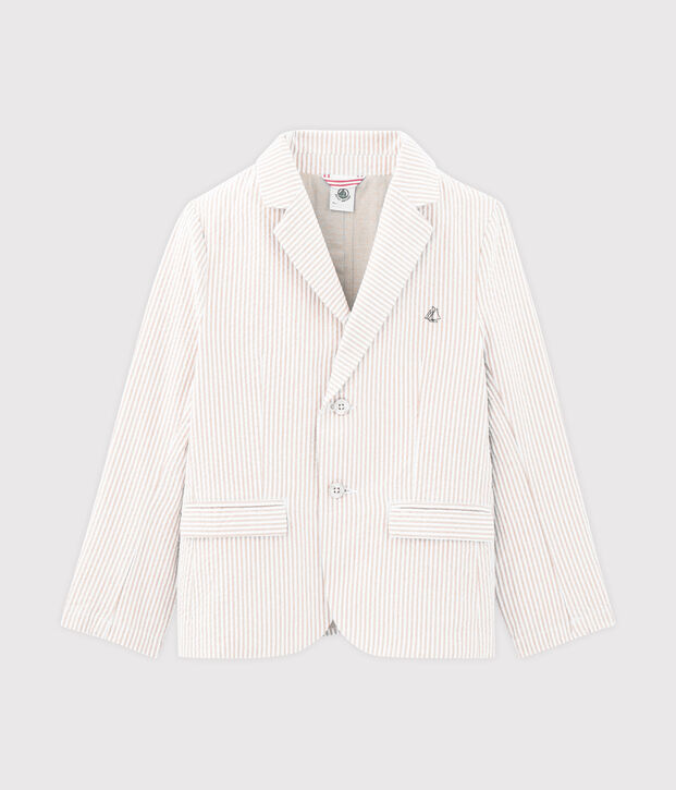 Veste enfant garcon beige/blanc