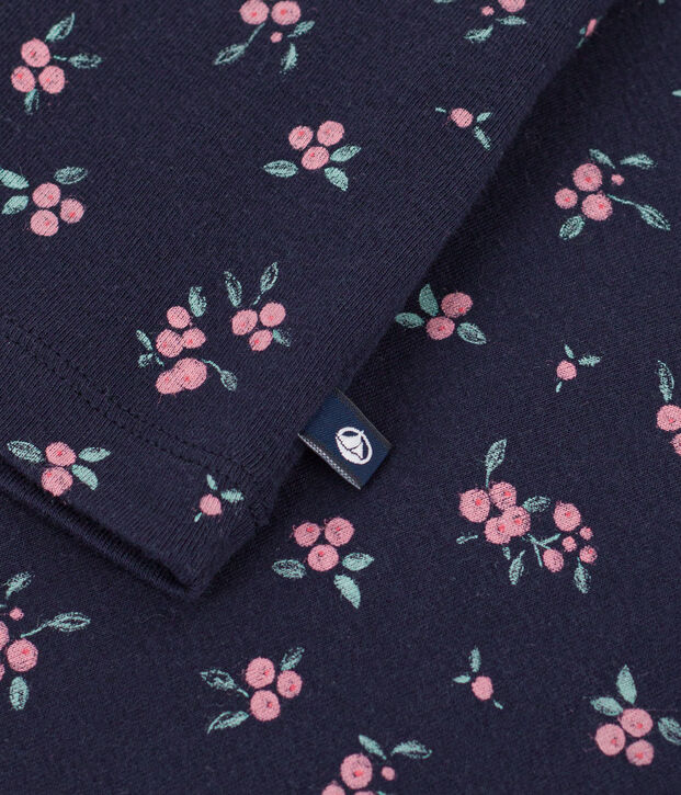 Tee-shirt enfant manches courtes imprim&eacute; fleurs bleu/multicouleur