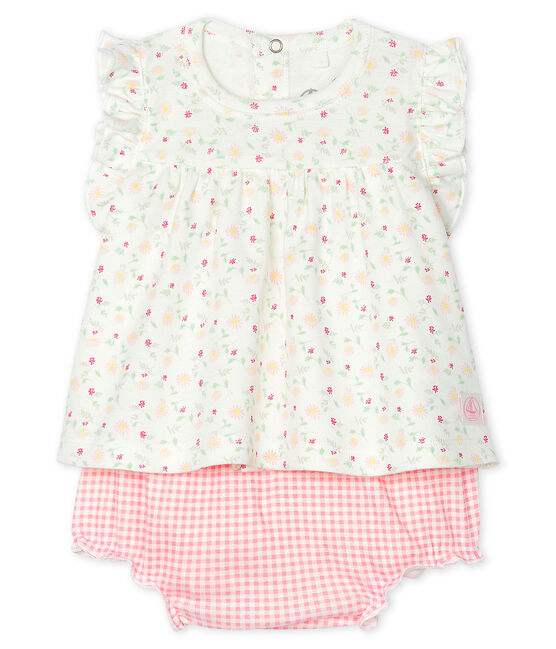 Ensemble 2 pièces bébé fille blanc MARSHMALLOW/blanc MULTICO