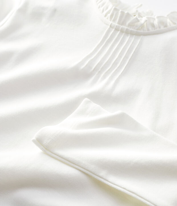 Tee-shirt manches longues en coton enfant fille blanc