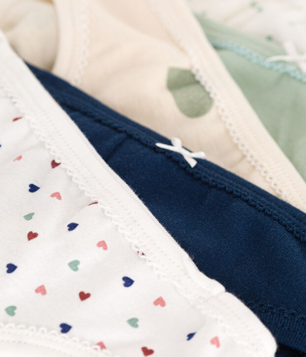 Lot de 5 culottes c&oelig;ur en coton enfant multicouleur