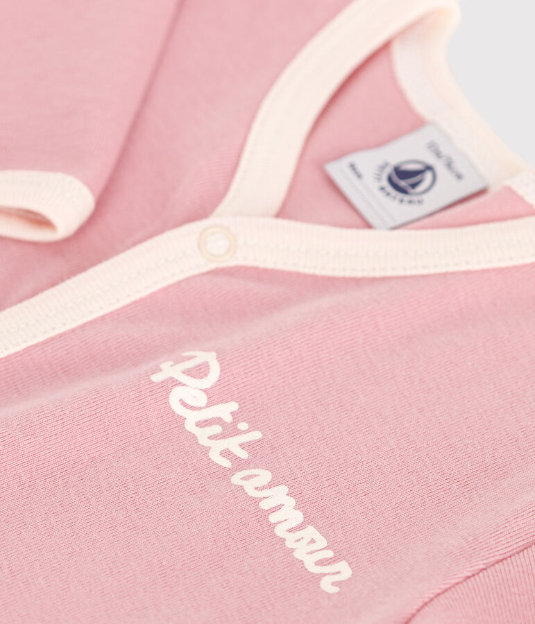 Pyjama b&eacute;b&eacute; en coton uni rose CHARME