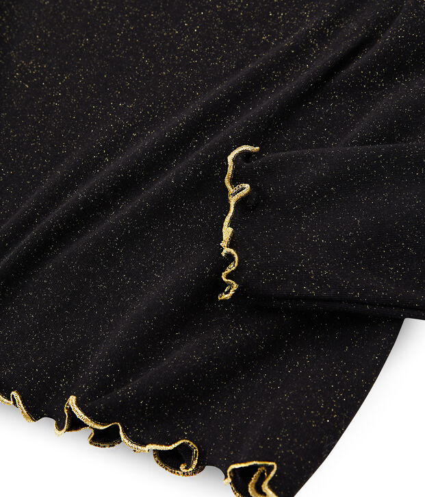 Sous pull paillet&eacute; femme noir/jaune