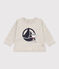 Sweatshirt Petit Bateau X Snoopy en molleton bébé gris BELUGA CHINE