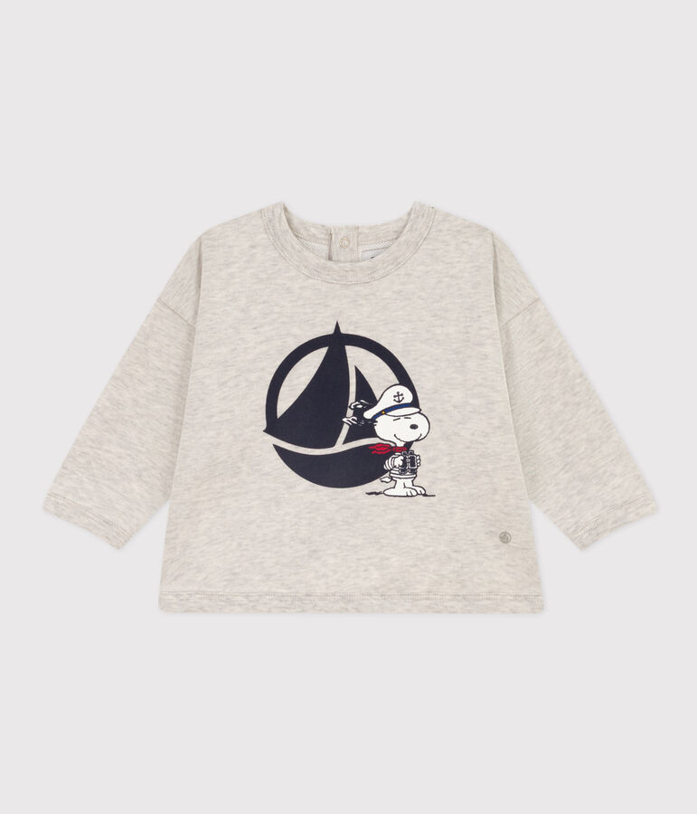 Sweatshirt Petit Bateau X Snoopy en molleton b&eacute;b&eacute; gris