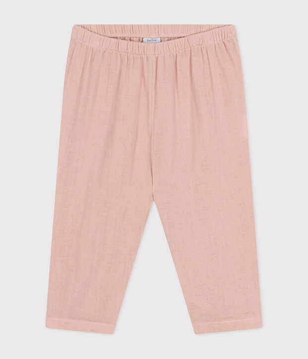 Pantalon en gaze de coton b&eacute;b&eacute; rose