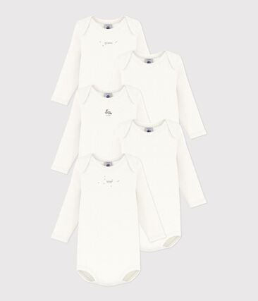 PETIT BATEAU - Lot de 5 bodies manches longues lapins en coton