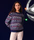 Pull jacquard laine et coton femme