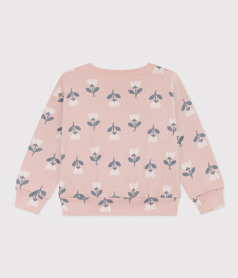 Sweatshirt en molleton enfant fille rose SALINE/blanc MULTICO
