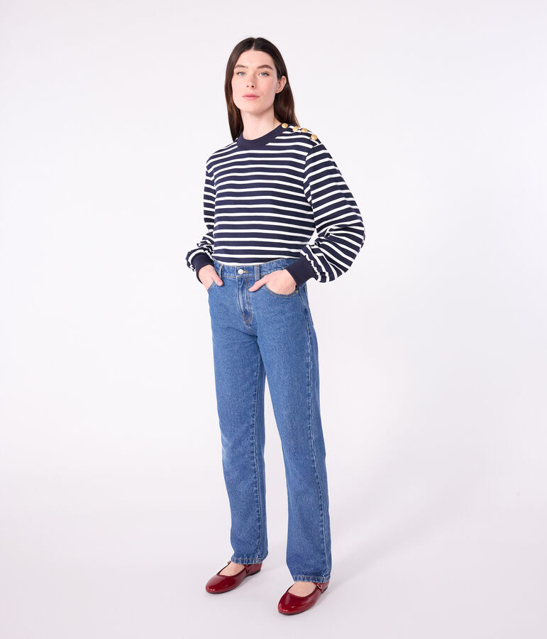 Marini&egrave;re femme en coton bleu SMOKING/blanc MARSHMALLOW