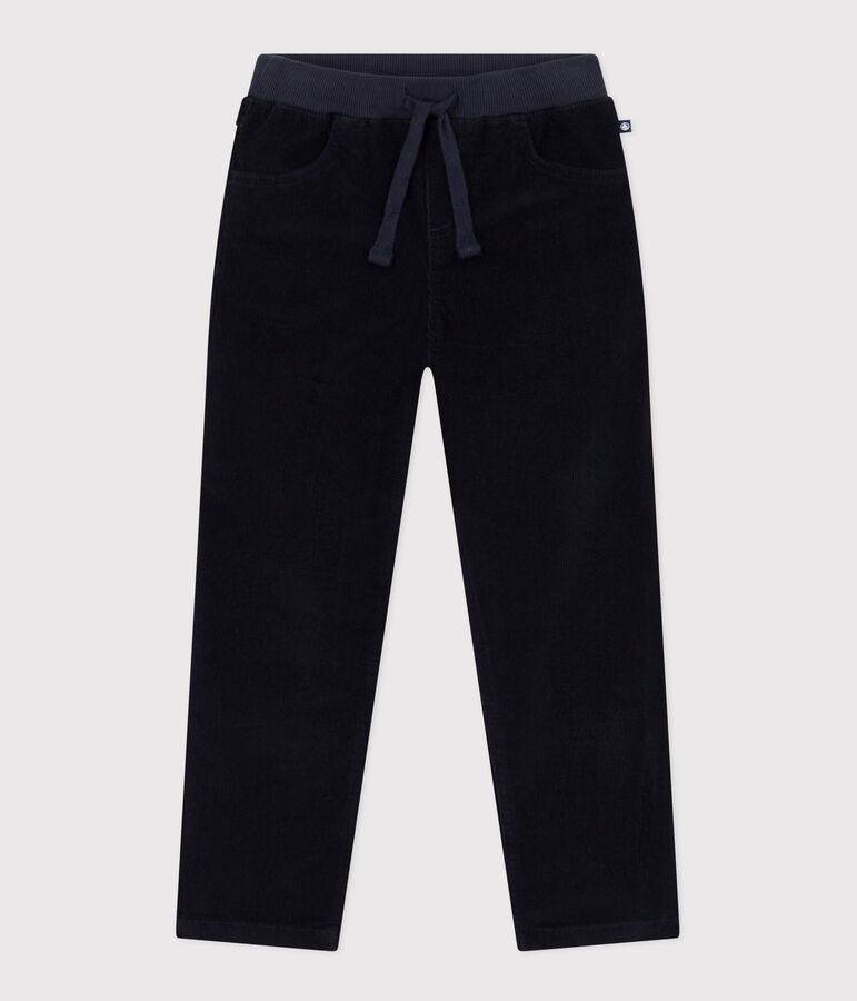 Pantalon droit en velours moyen enfant fille / gar&ccedil;on bleu