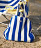 SAC DE PLAGE FEMME RAYE EN BOUCLETTE EPONGE  bleu SURF/blanc MARSHMALLOW