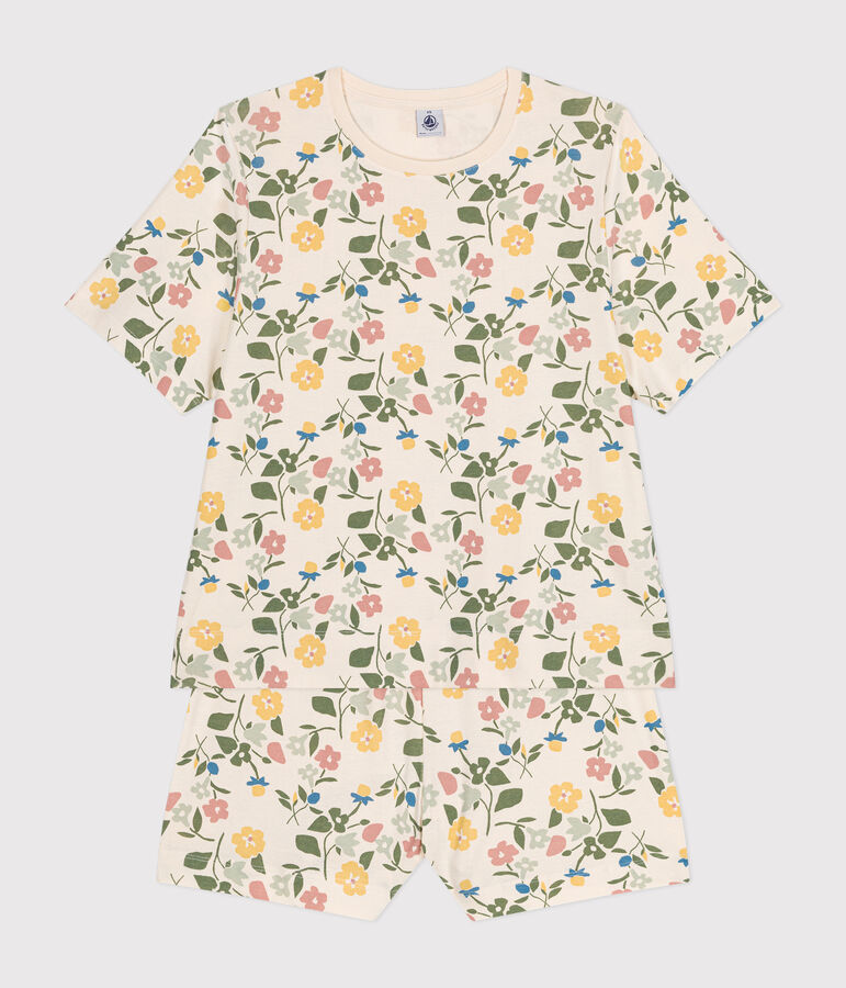 Pyjama short et tee-shirt en coton motif floral femme blanc AVALANCHE/ MULTICO