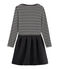 Robe bi-matière manches longues femme noir CITY/beige COQUILLE