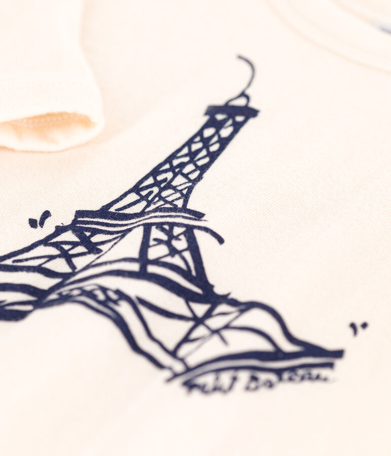 Tee-shirt manches longues en tubique enfant fille / gar&ccedil;on &eacute;cru AVALANCHE