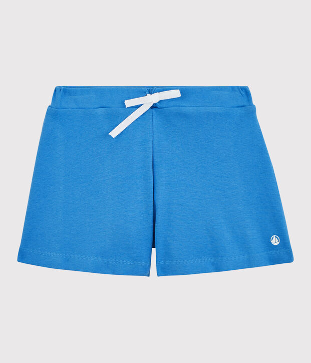 Short en coton enfant fille bleu