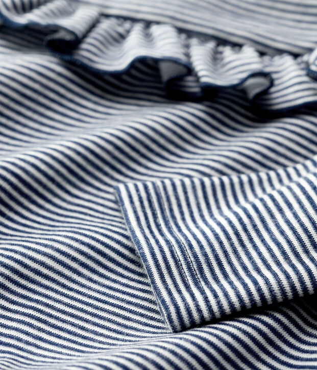 Blouse en laine et coton b&eacute;b&eacute; bleu/blanc
