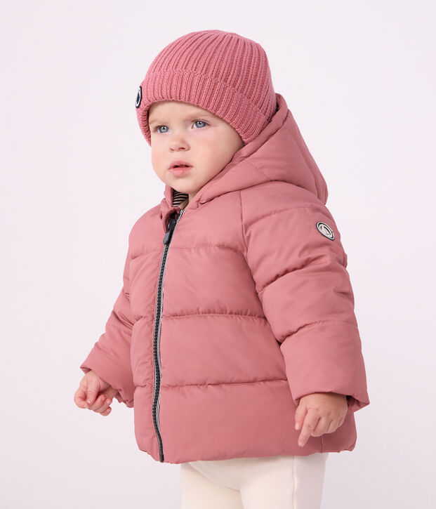 Doudoune b&eacute;b&eacute; en polyester uni rose