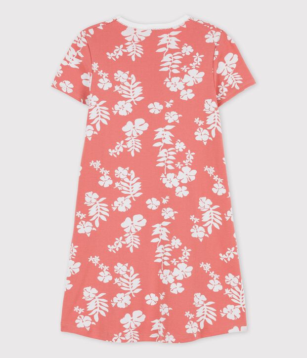 Chemise de nuit Hawa&iuml; petite fille en coton rose/blanc