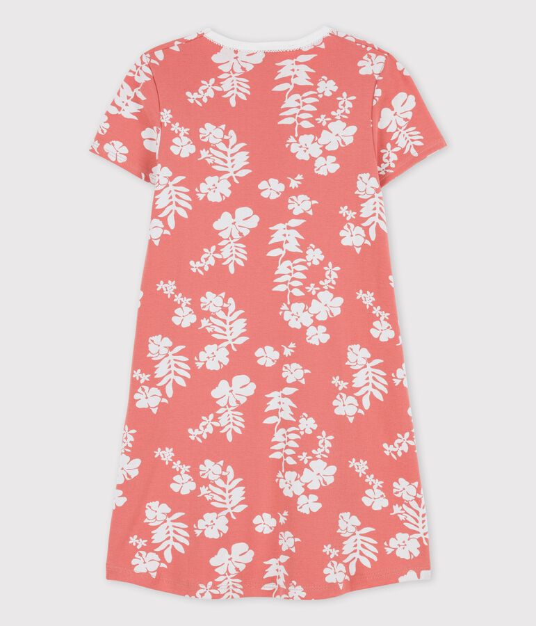 Chemise de nuit Hawa&iuml; petite fille en coton rose/blanc