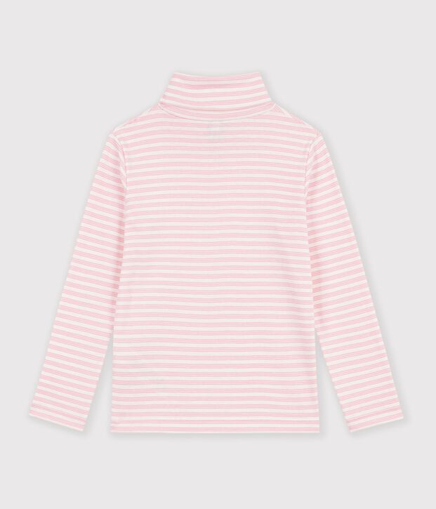 Sous-pull enfant en coton &agrave; rayures rose/rose