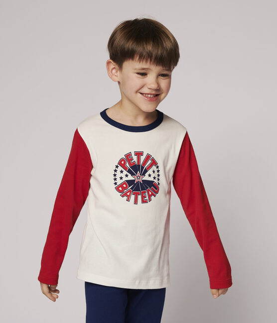 Pyjama petit garçon en coton bleu MEDIEVAL/blanc MULTICO